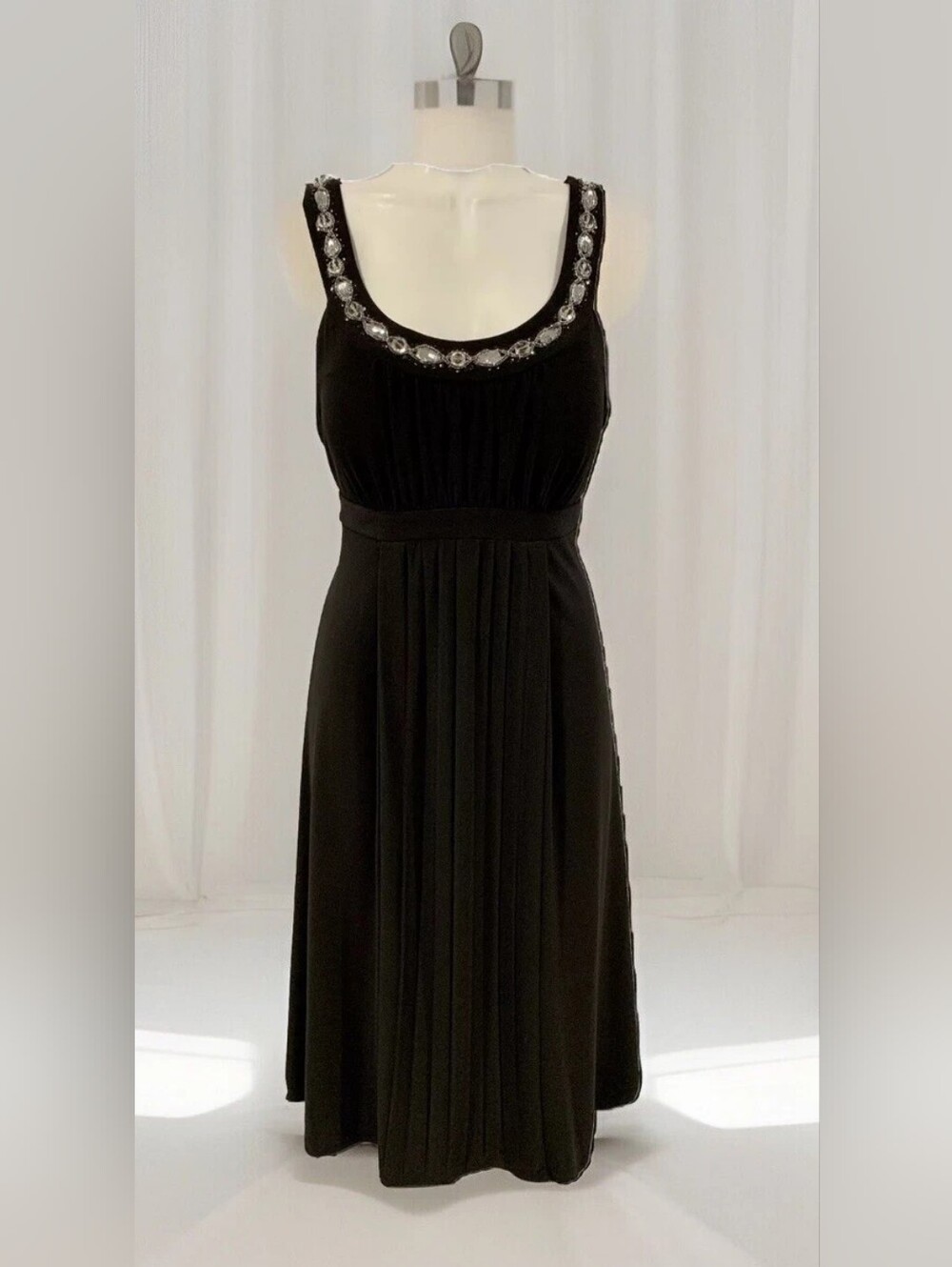 Sangria Women's Sz: 12 Black Embellished Empire Waist Jersey Knit Dress
